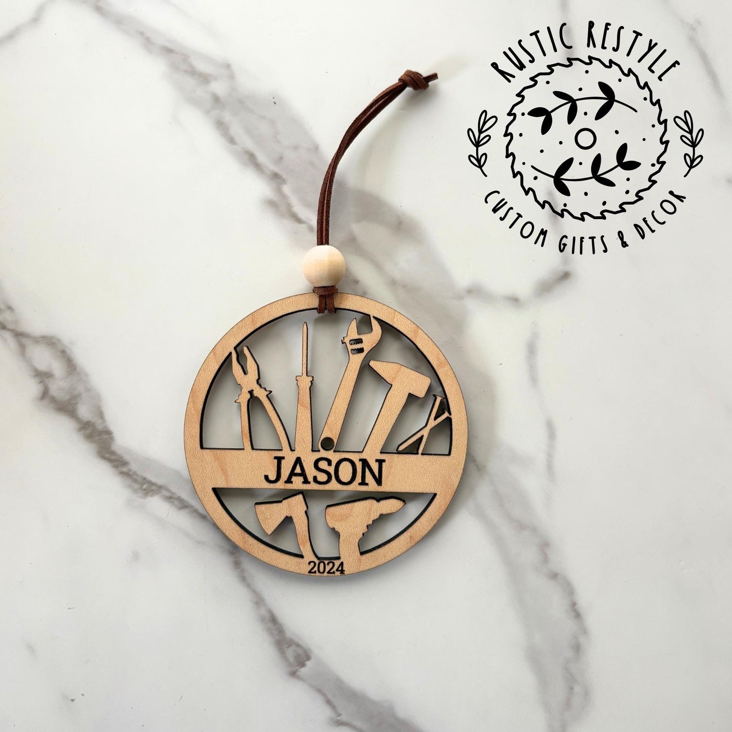 Personalized Tool Ornament, Woodworking Gift, Wood Keepsake for DIY Lovers
