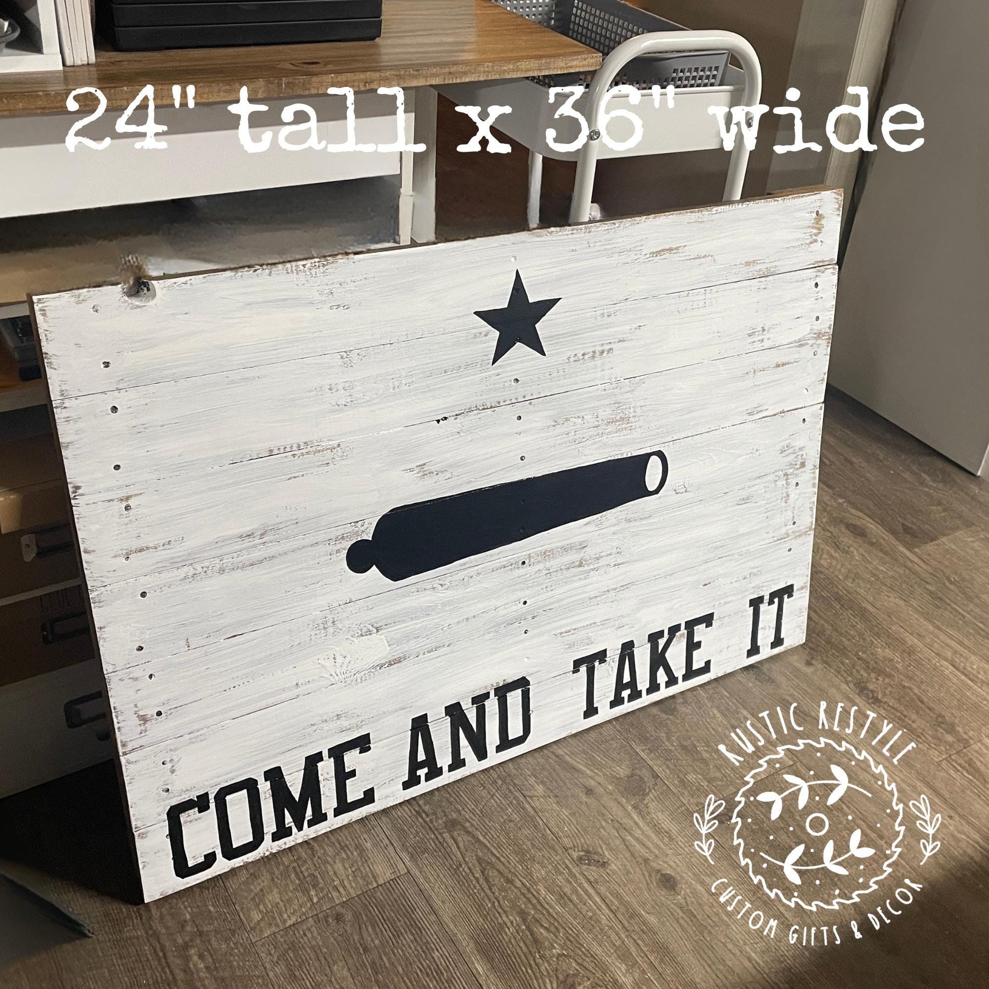Come And Take It, Battle of Gonzales, Texas Revolutionary Flag, wood pallet sign, Texas pride flag, pallet flag, rustic home decor sign
