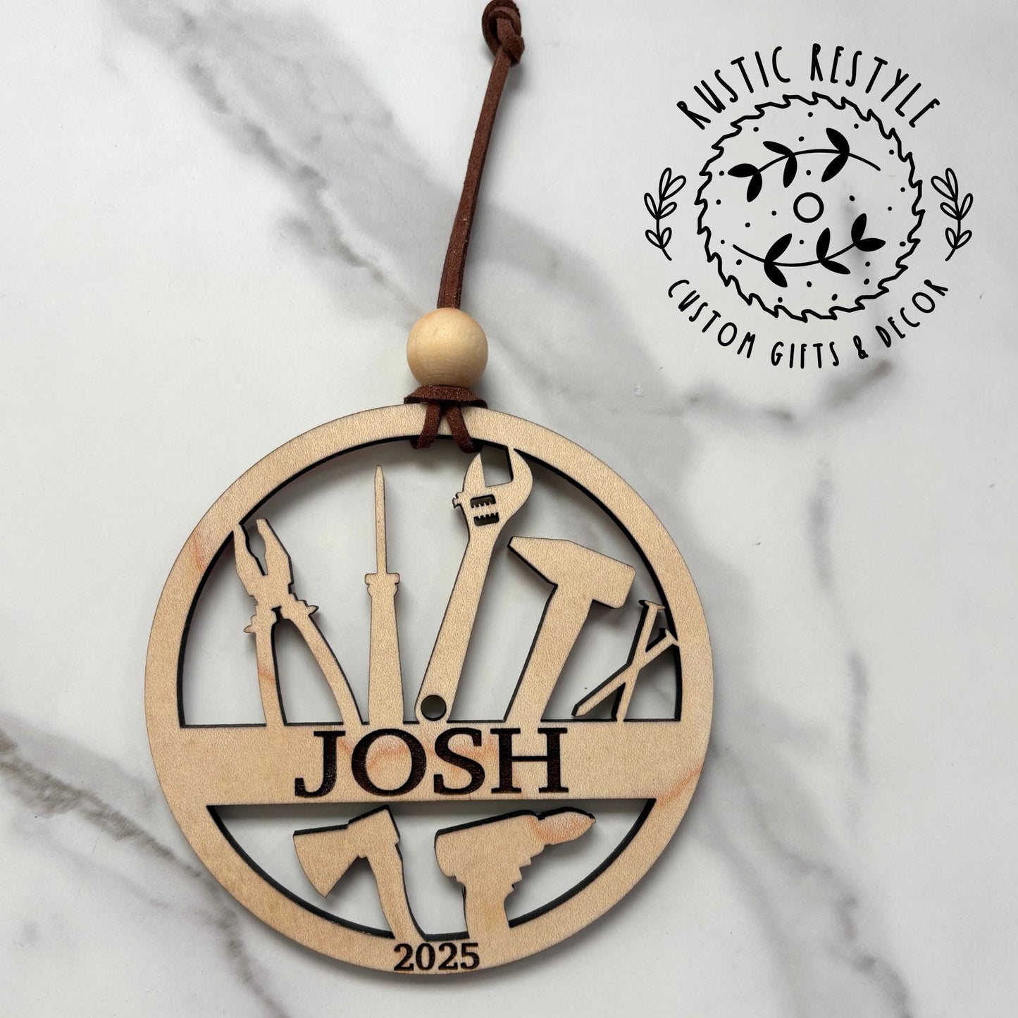 Personalized Tool Ornament, Woodworking Gift, Wood Keepsake for DIY Lovers