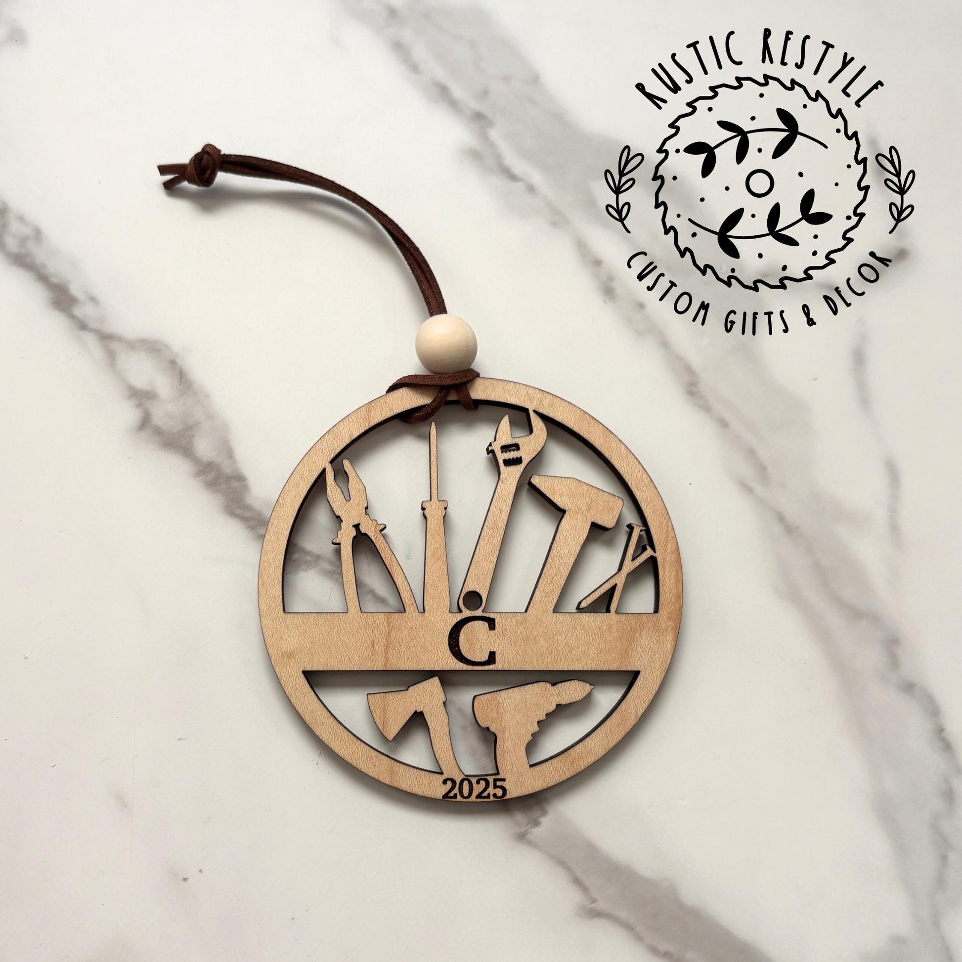 Personalized Tool Ornament, Woodworking Gift, Wood Keepsake for DIY Lovers
