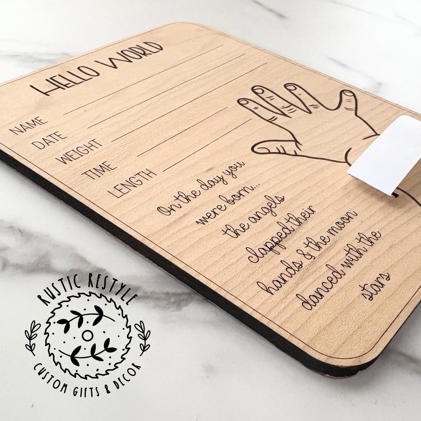 Welcome Home Baby Keepsake Sign, Personalized with Hospital Band Holder, infant birth record
