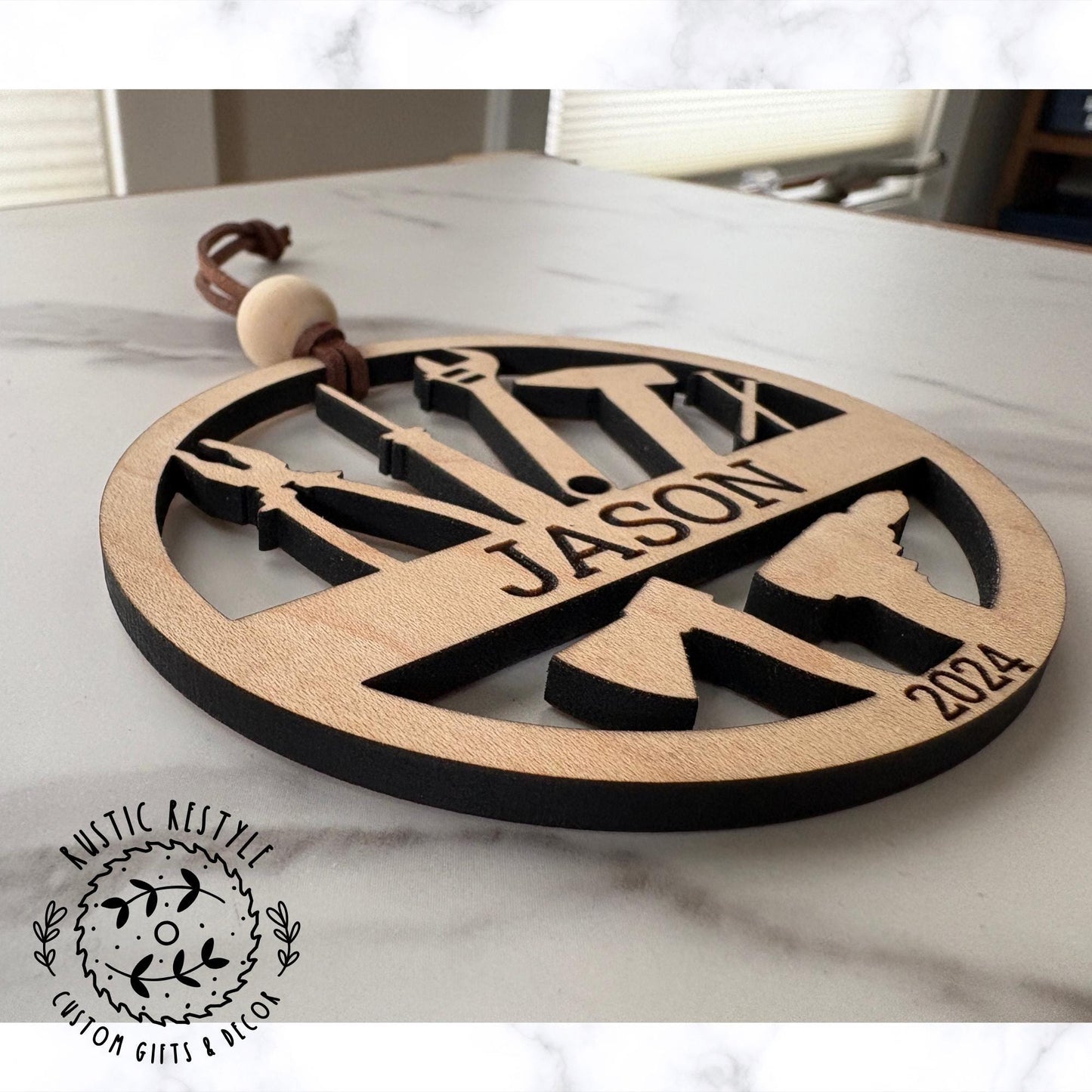 Personalized Tool Ornament, Woodworking Gift, Wood Keepsake for DIY Lovers