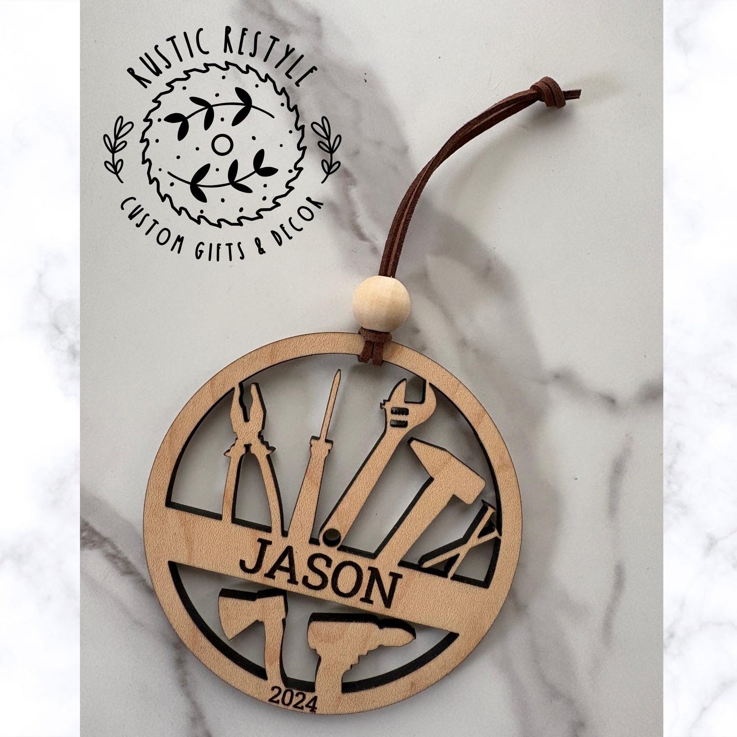 Personalized Tool Ornament, Woodworking Gift, Wood Keepsake for DIY Lovers