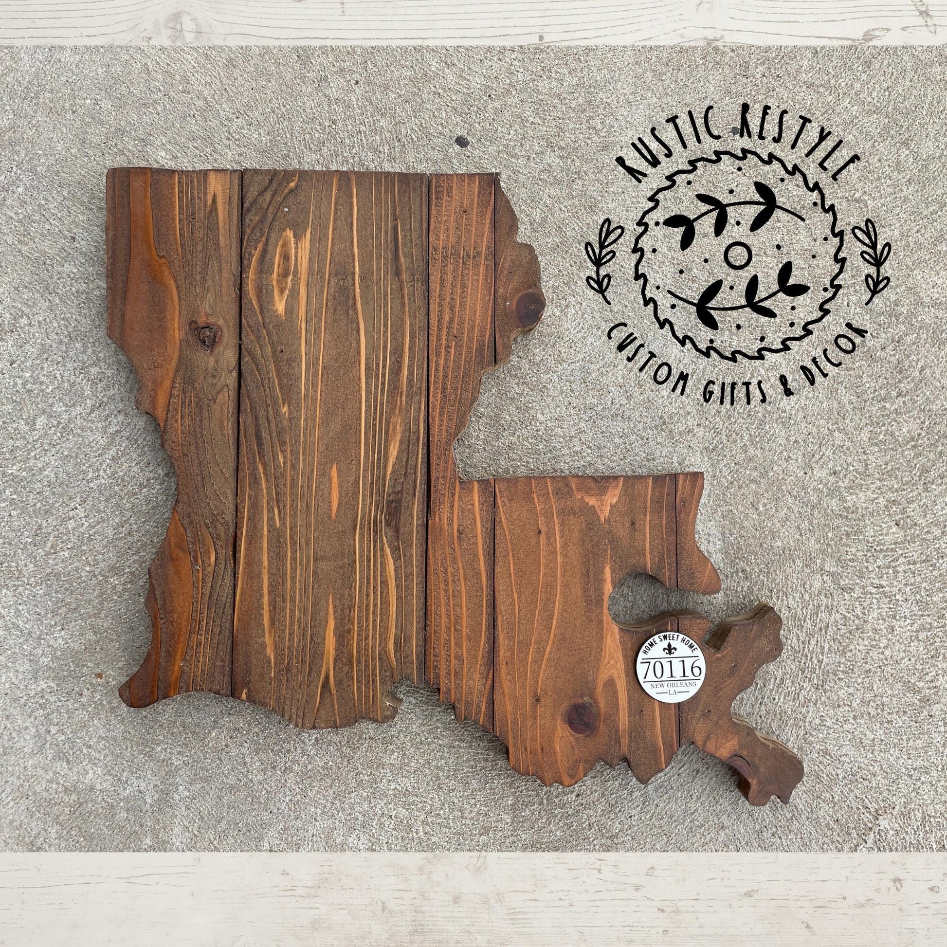 Custom State Wood Sign – Personalized Zip Code Wall Art – Rustic Home Sweet Home Decor