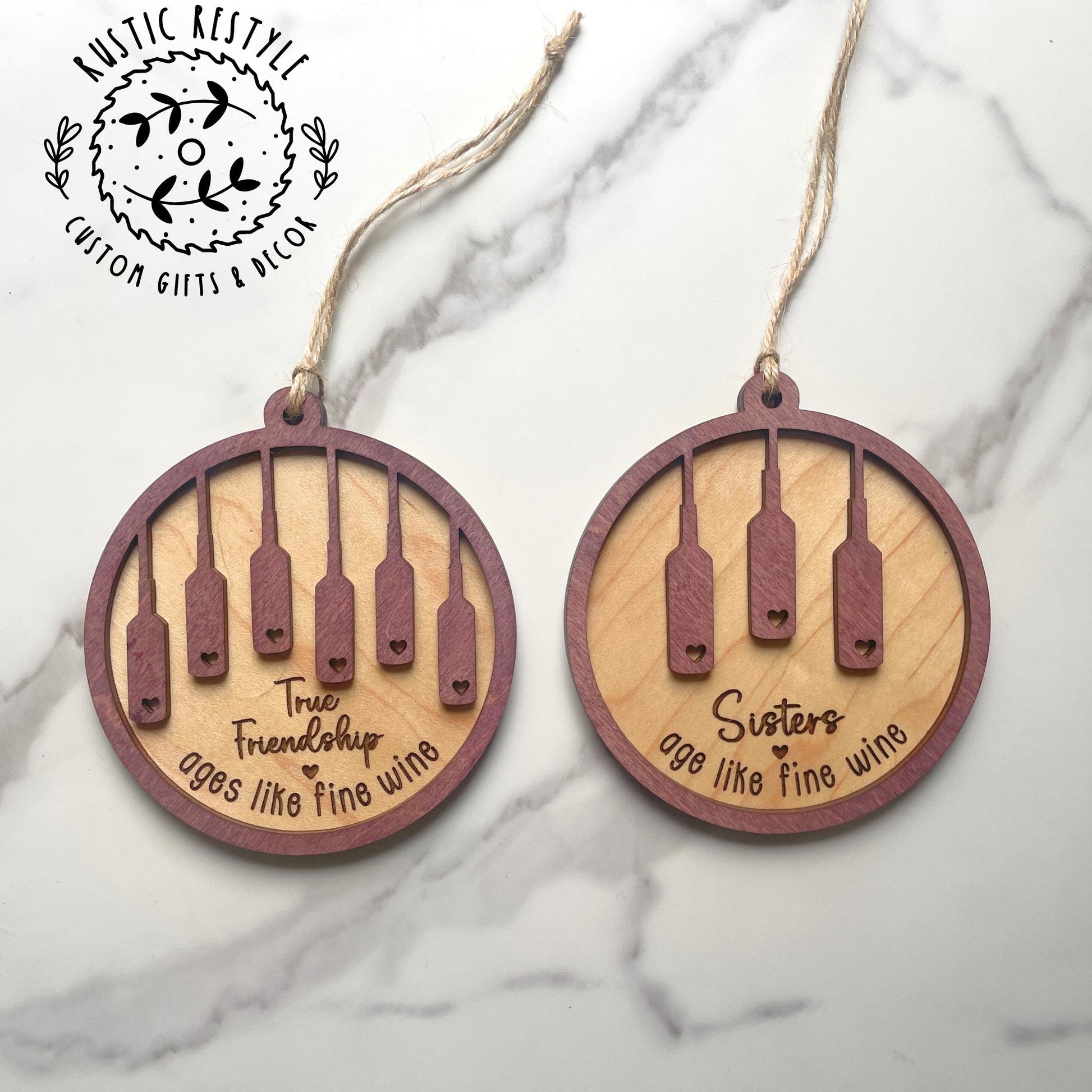 Personalized Wine Bottle Christmas Ornament – Custom Names (Up to 8), girls' wine trip vacation