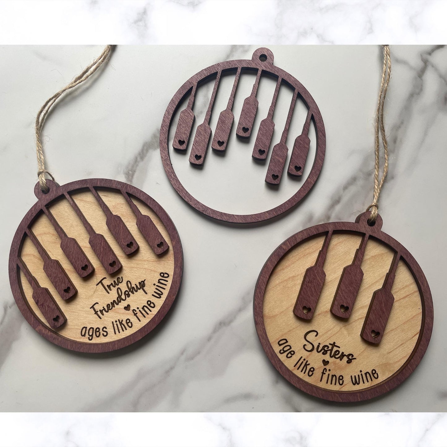 Personalized Wine Bottle Christmas Ornament – Custom Names (Up to 8), girls' wine trip vacation