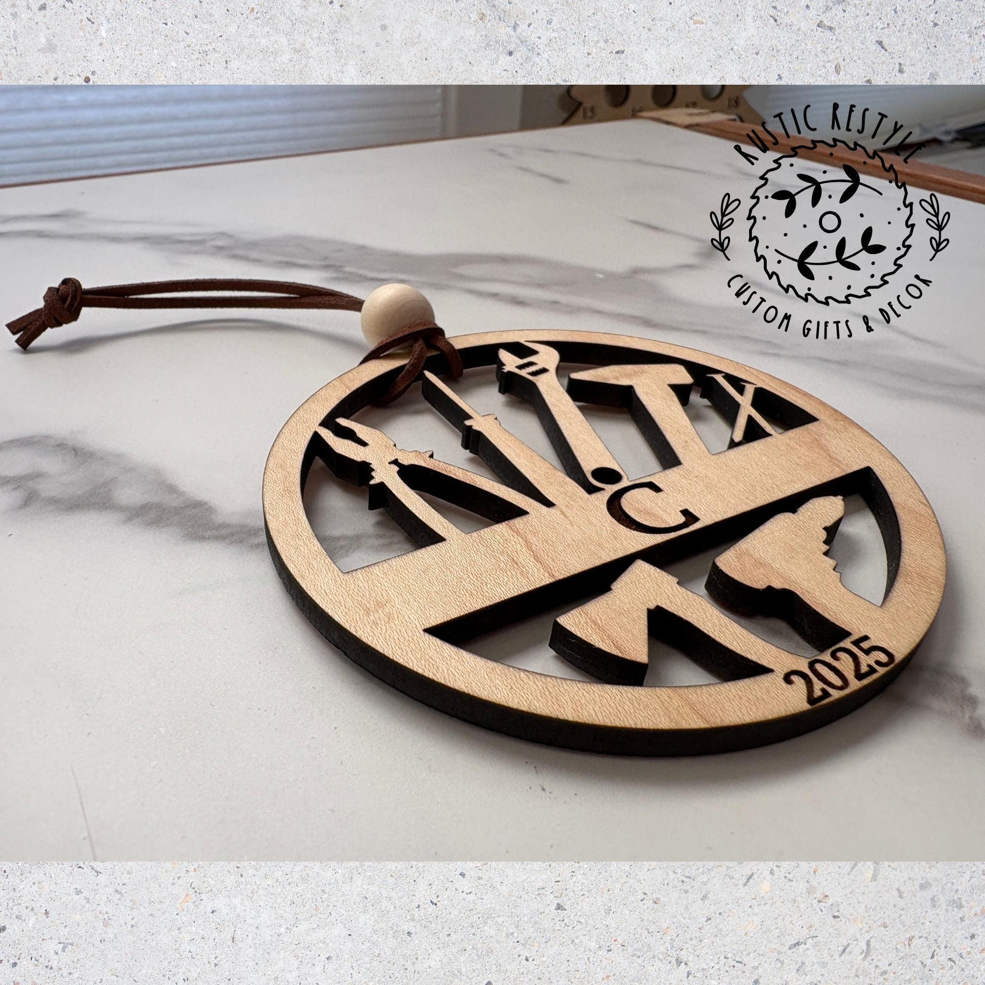 Personalized Tool Ornament, Woodworking Gift, Wood Keepsake for DIY Lovers