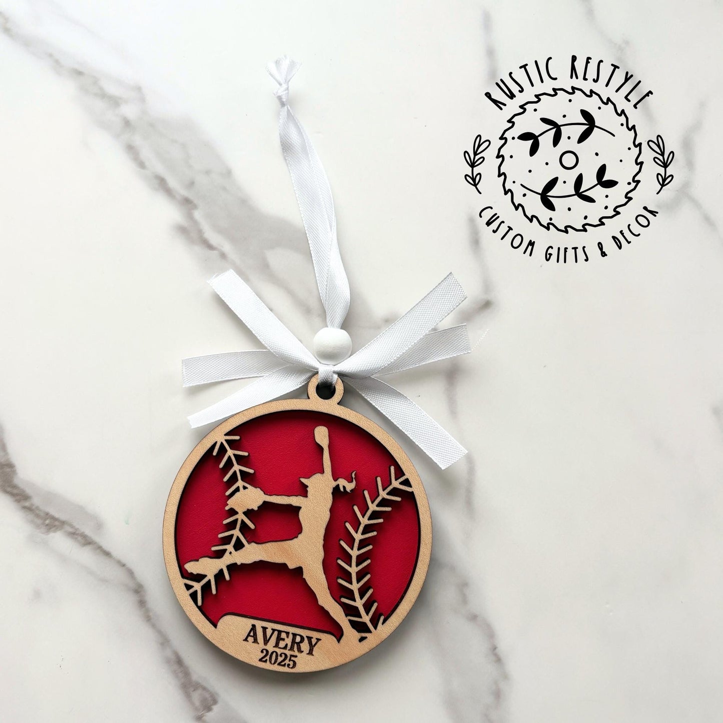 Personalized Softball Christmas Ornament- Softball Player Holiday Keepsake