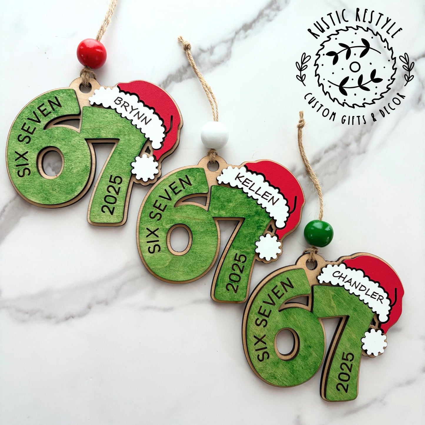 The Year of 67 Ornament | Personalized Name Santa Hat | Custom 67 Christmas Gift