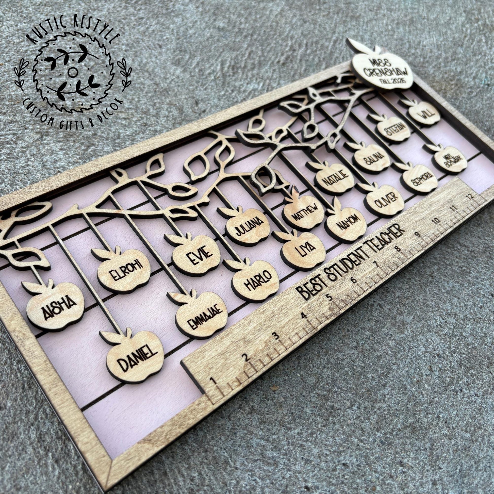 My first class apple plaque, Teacher gift memento