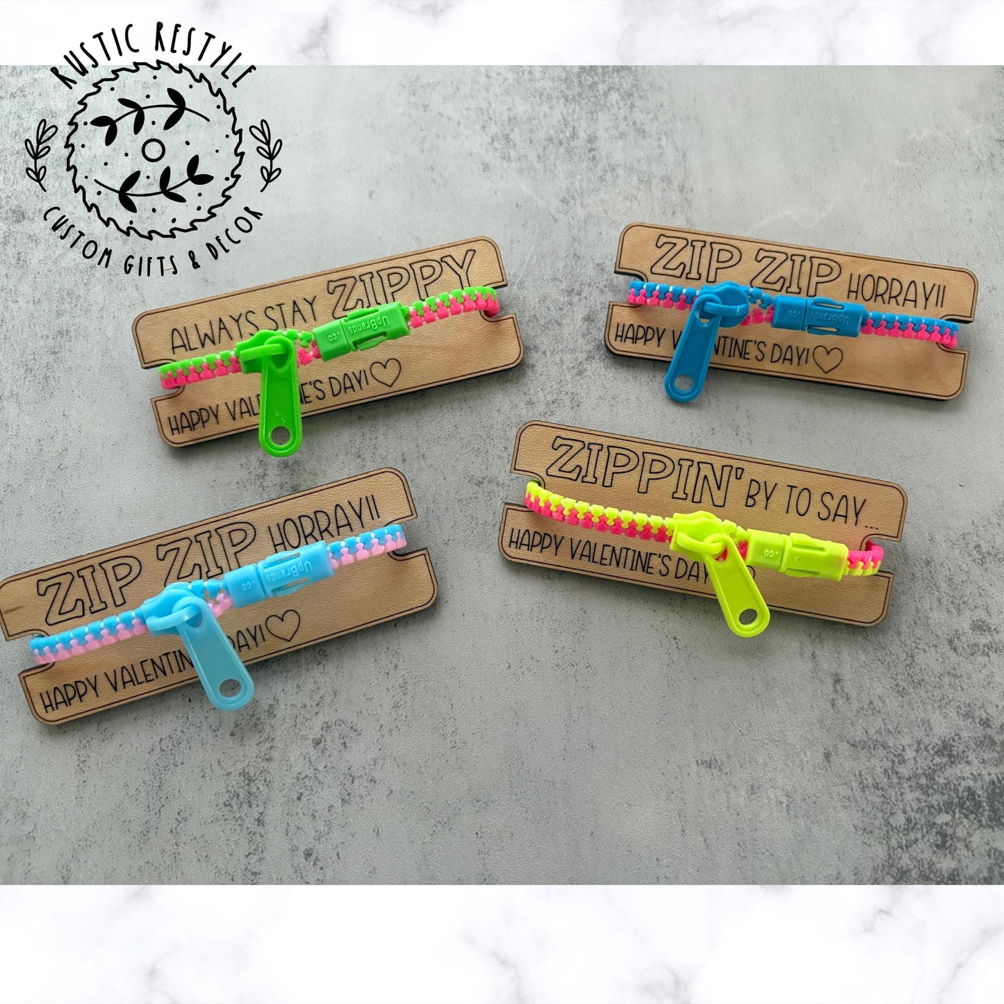 Zipper Bracelet Valentines • Kids Classroom Valentine Cards • Personalized School Valentine Gift Tags