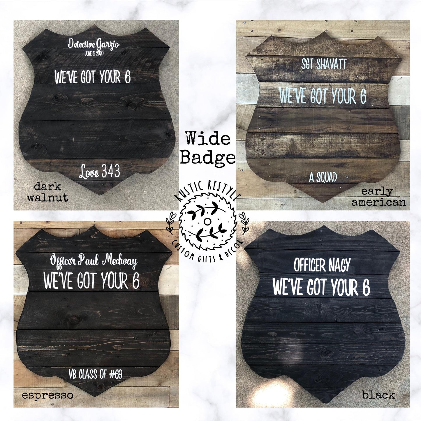 Personalized Police Officer gifts, for retirement, promotion guestbook, police academy graduation, wood police badge wall art,