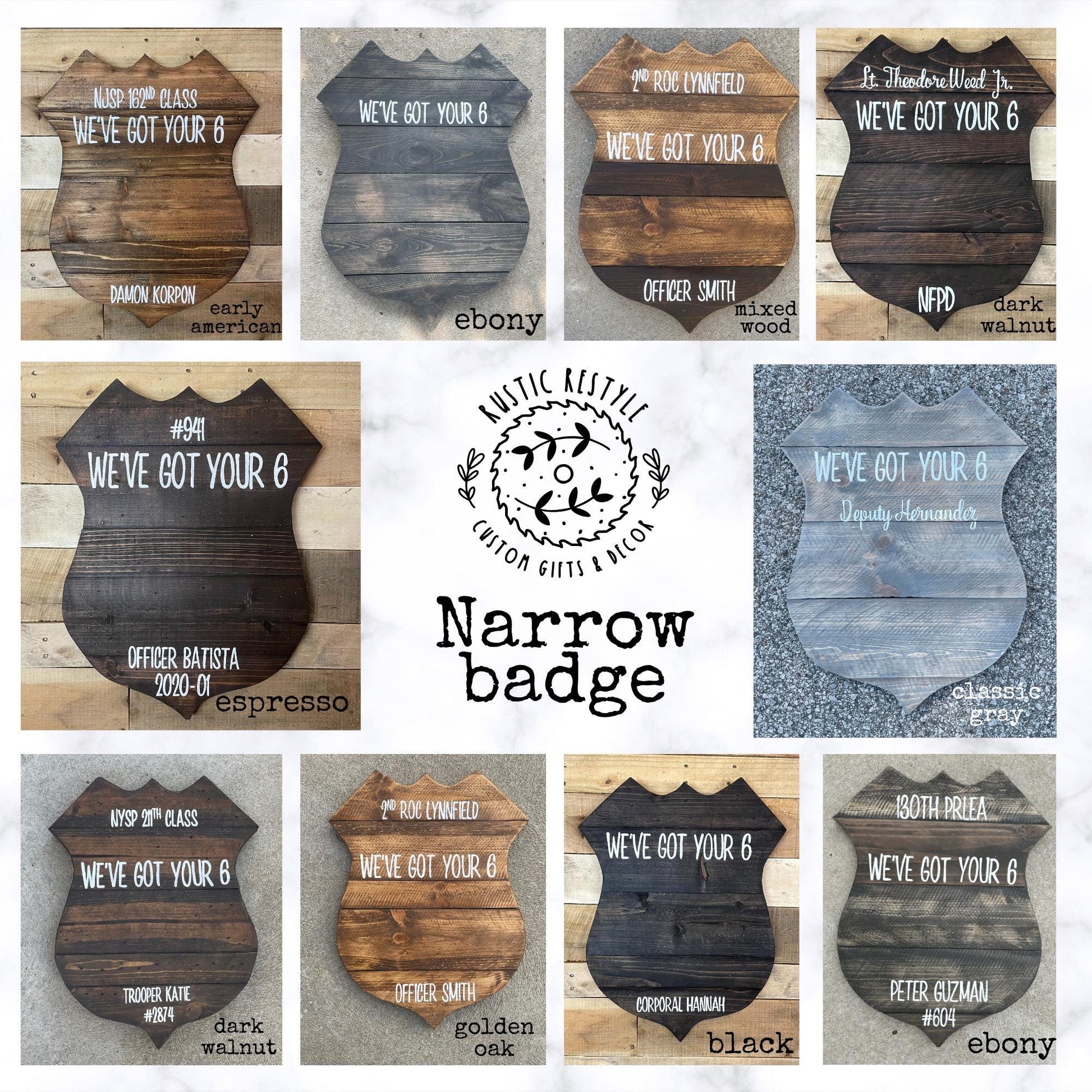 Personalized Police Officer gifts, for retirement, promotion guestbook, police academy graduation, wood police badge wall art,
