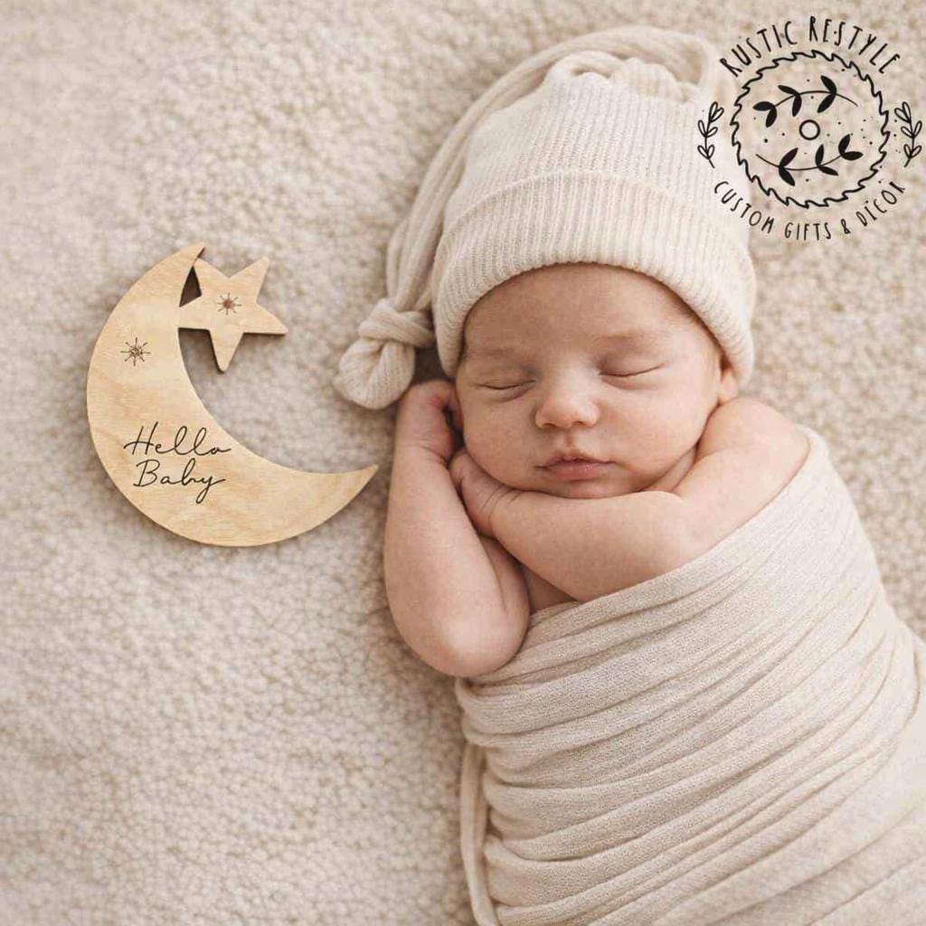 Baby Milestone Set, Star & Moon Monthly Markers, Wooden Photo Props, Newborn Milestones, Rustic Baby Shower Gift, Nursery Keepsake