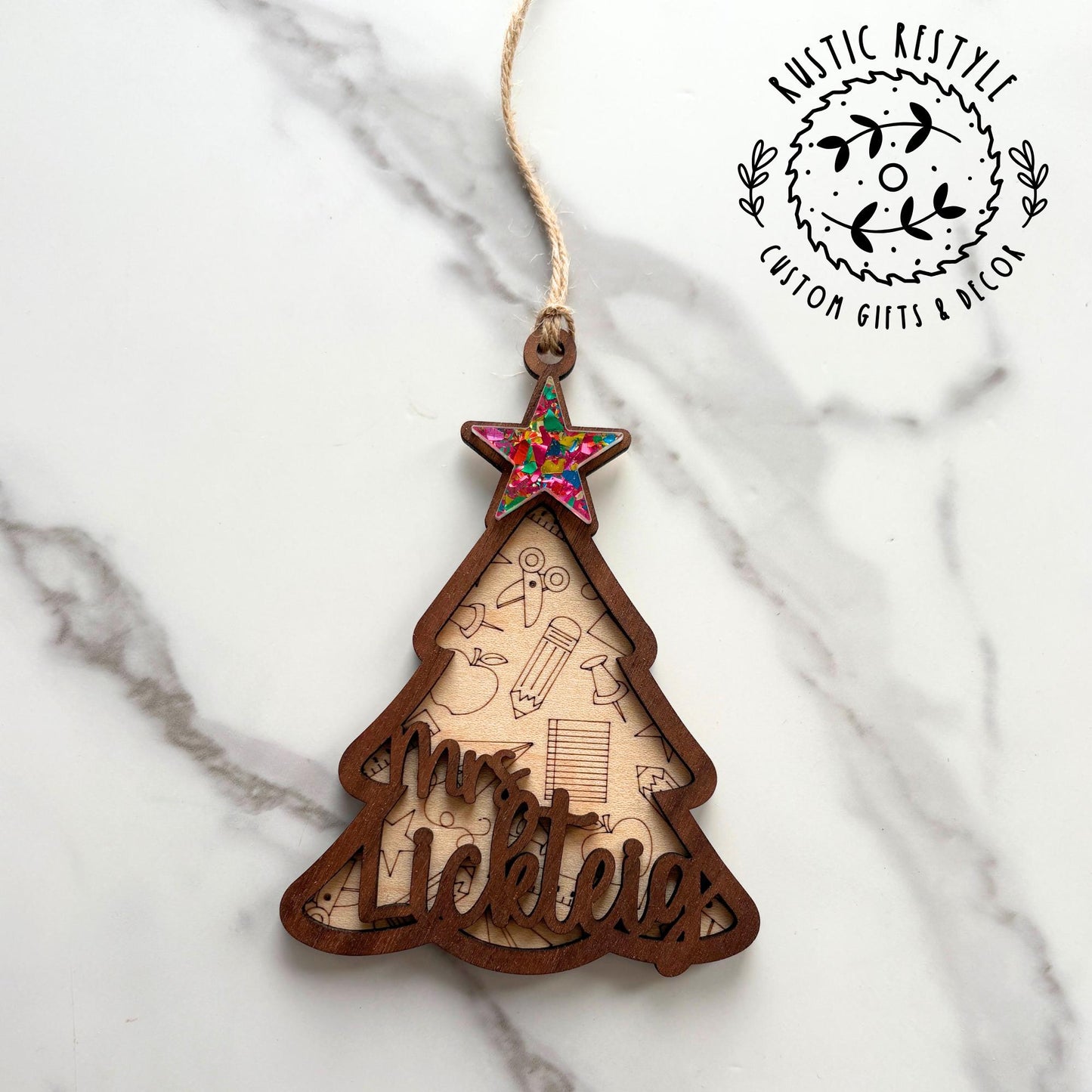 Teacher Christmas Tree Ornament, Personalized Teacher Gift