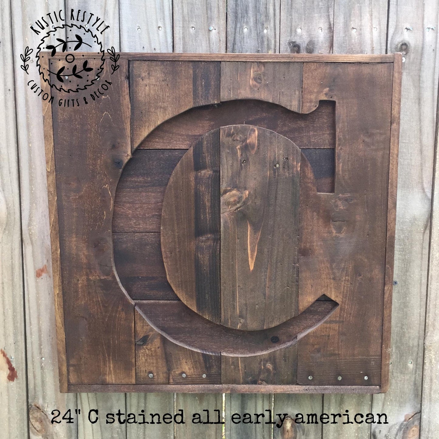 Reclaimed wood monogram sign, personalized home wall decor initial