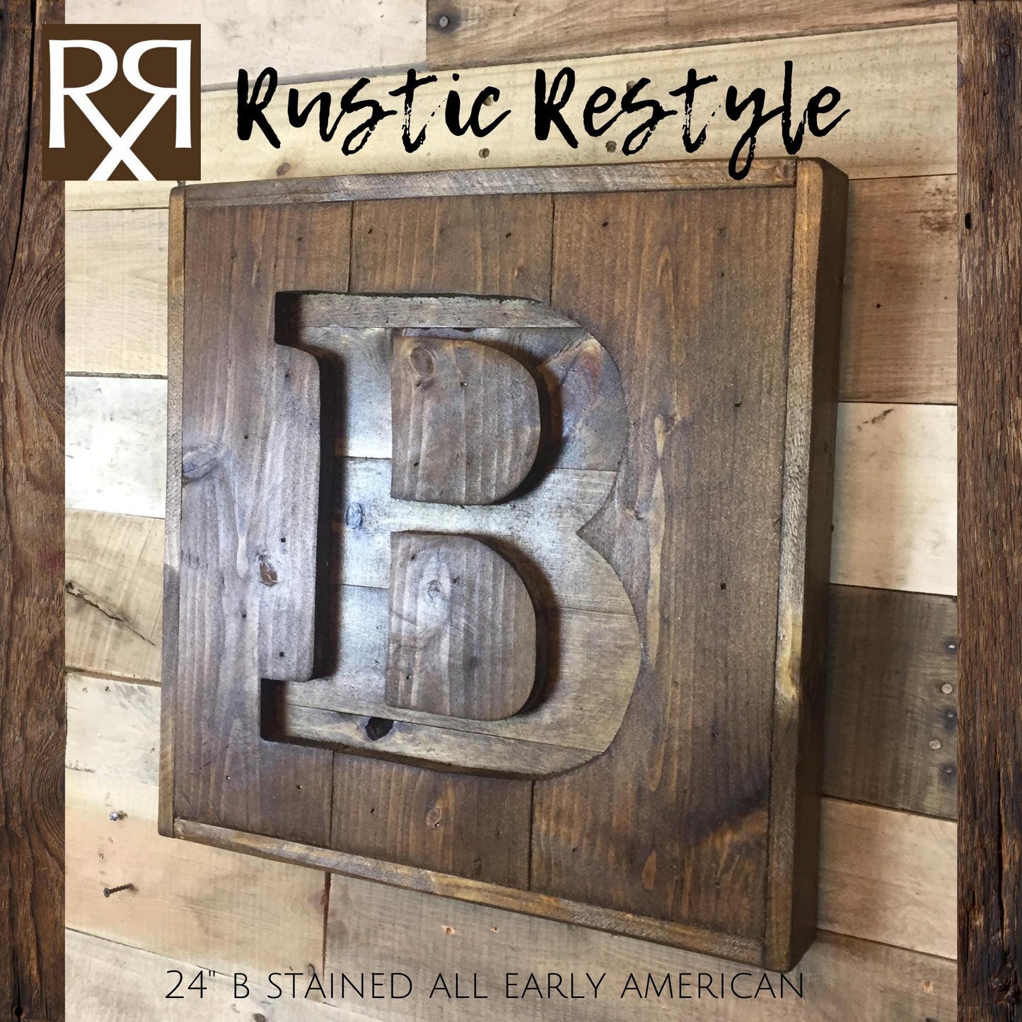 Reclaimed wood monogram sign, personalized home wall decor initial
