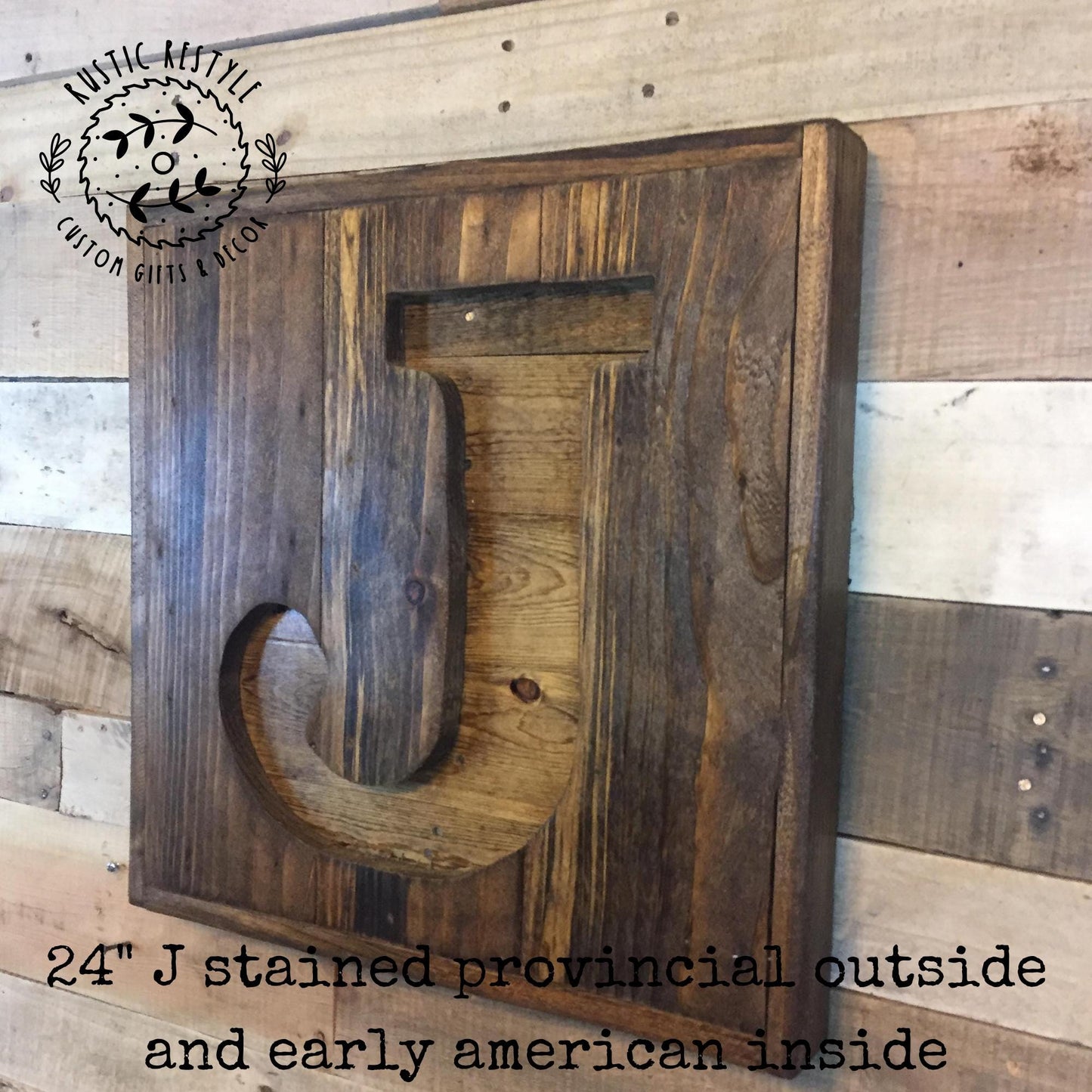 Reclaimed wood monogram sign, personalized home wall decor initial