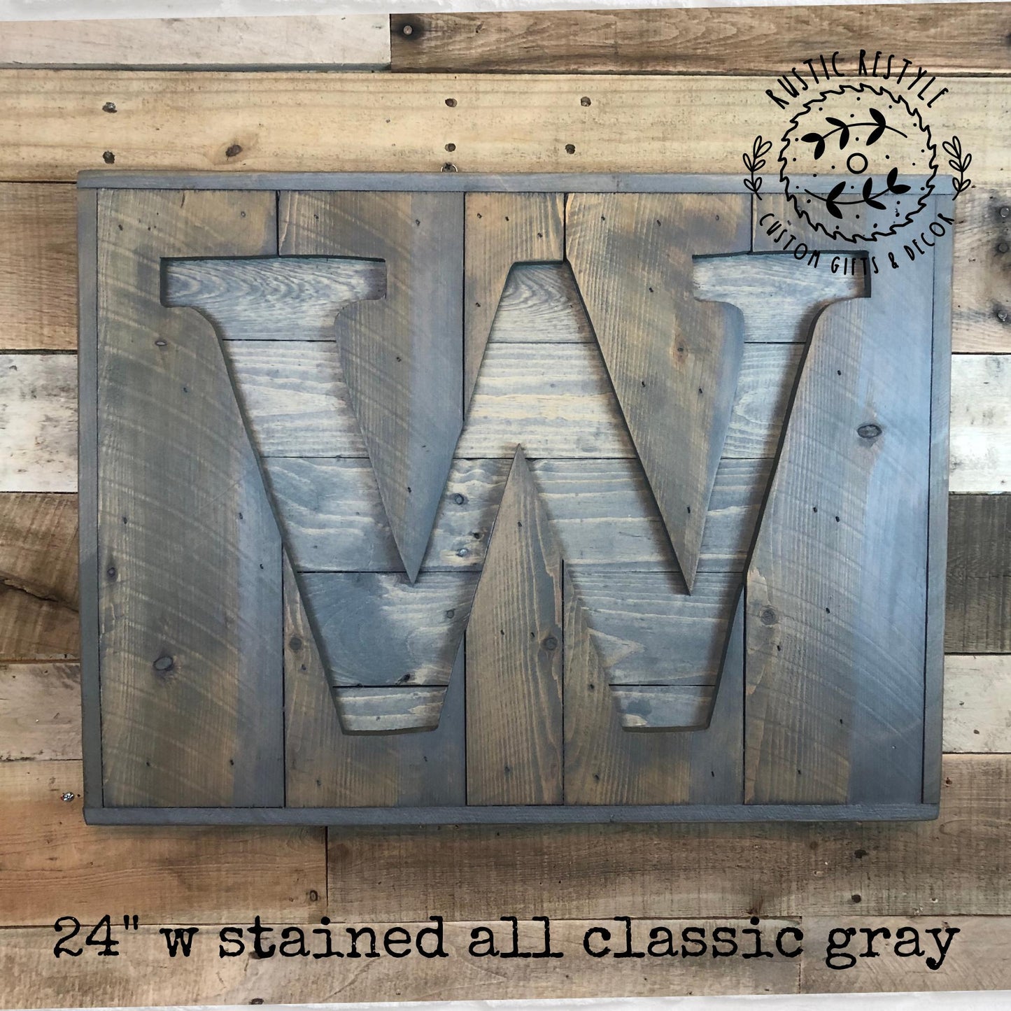 Reclaimed wood monogram sign, personalized home wall decor initial