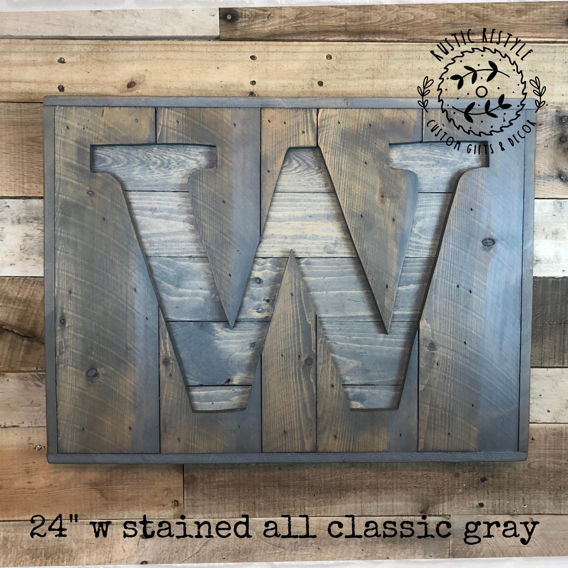 Reclaimed wood monogram sign, personalized home wall decor initial