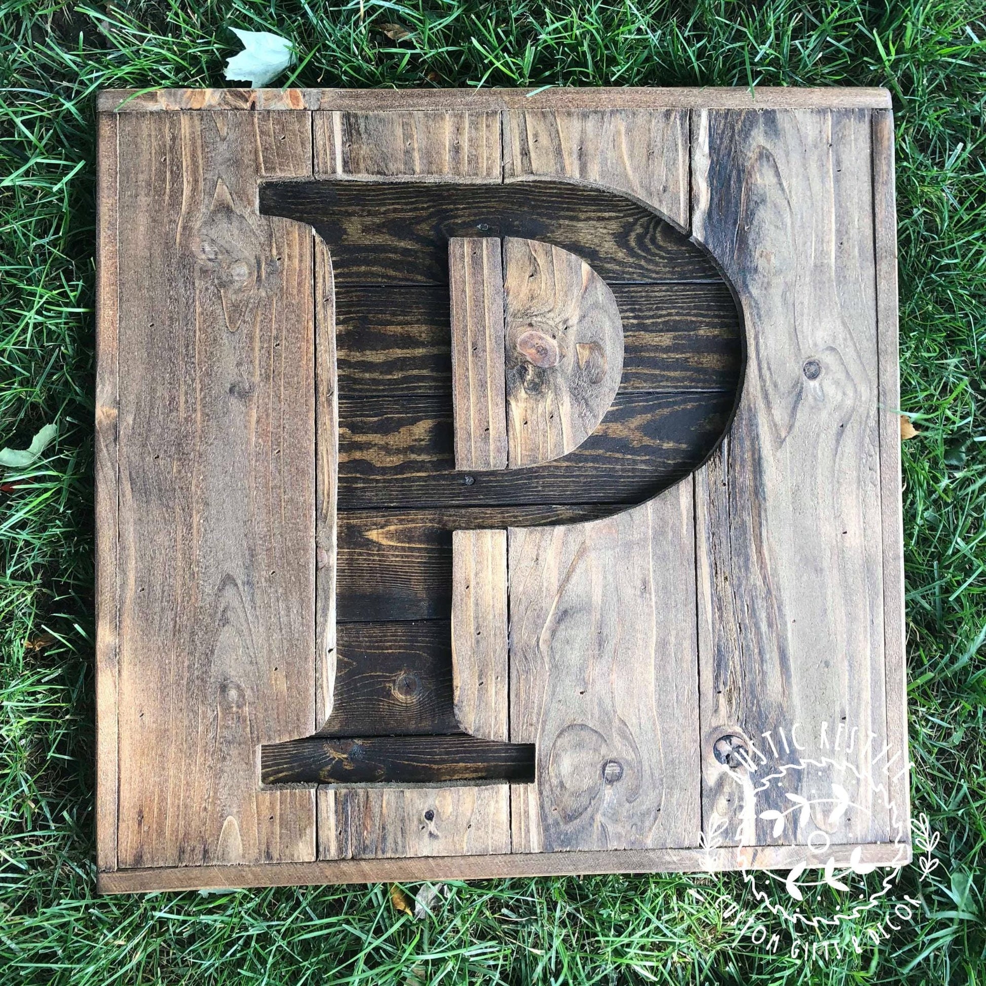 Reclaimed wood monogram sign, personalized home wall decor initial