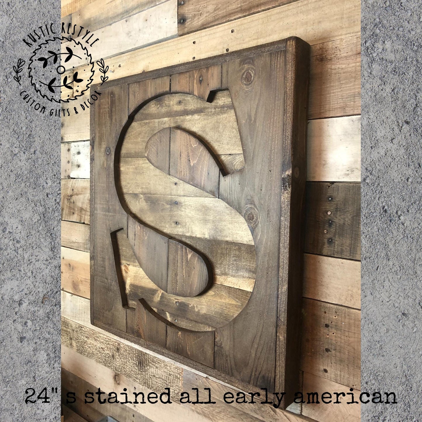 Reclaimed wood monogram sign, personalized home wall decor initial