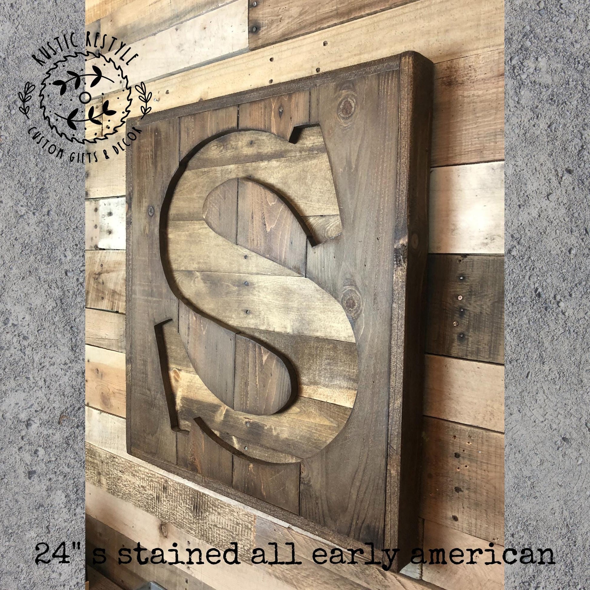 Reclaimed wood monogram sign, personalized home wall decor initial
