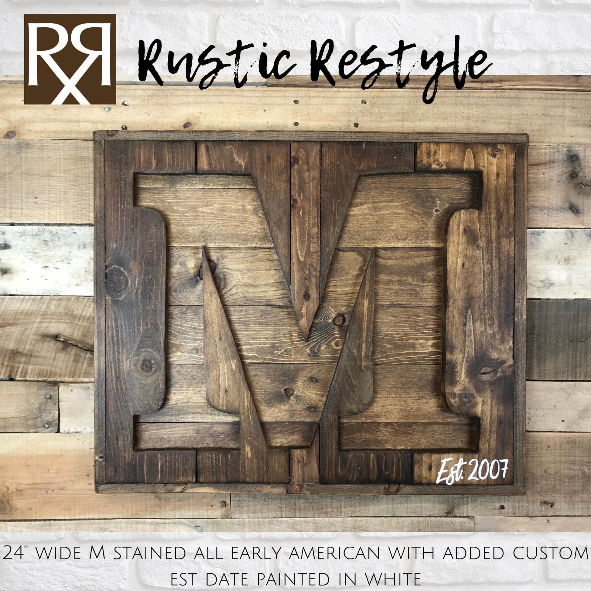 Reclaimed wood monogram sign, personalized home wall decor initial