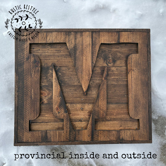 Reclaimed wood monogram sign, personalized home wall decor initial