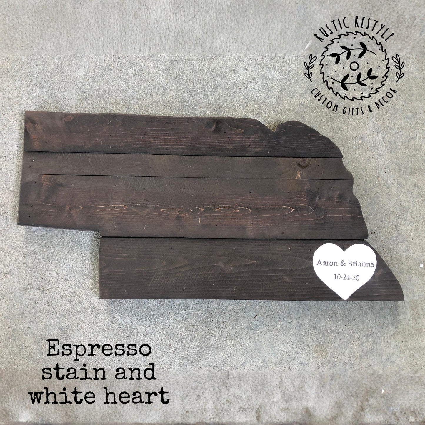 Nebraska wood cutout, Nebraska wall map, state sign, wooden state cut out, state wall art, wedding guest book, wood Nebraska alternative