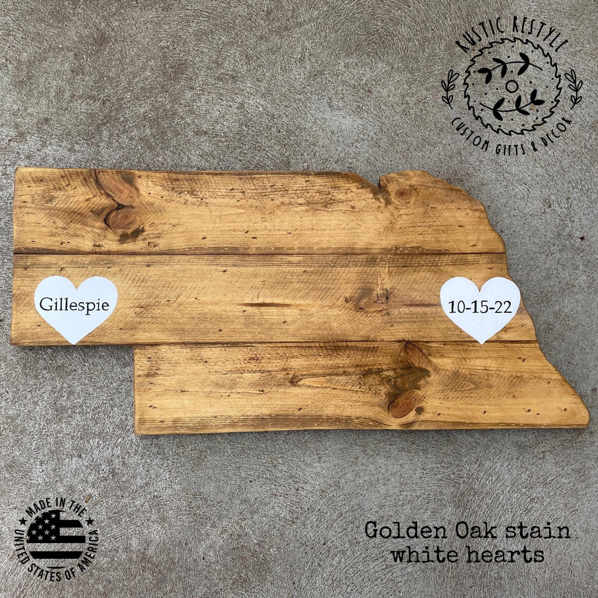Nebraska wood cutout, Nebraska wall map, state sign, wooden state cut out, state wall art, wedding guest book, wood Nebraska alternative