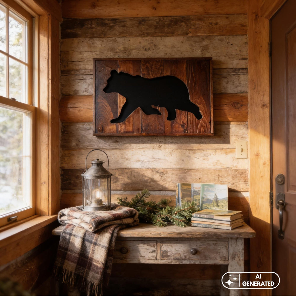 Wooden Black Bear Silhouette Pallet sign, Hunting decor and Gifts for him, recycled wood pallet sign, rustic wall hanging, country Bear art