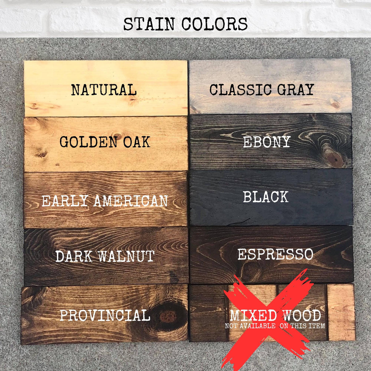 a group of wooden signs with different colors