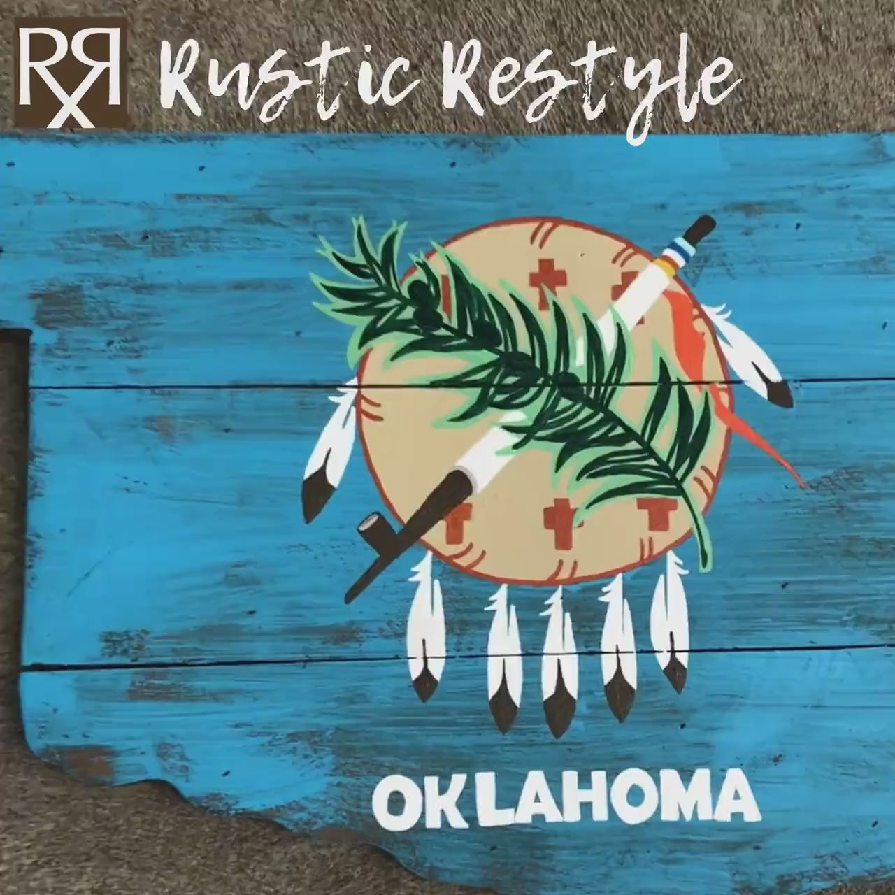 Oklahoma State flag, Recycled pallet sign, reclaimed wood sign, Wood pallet flag, Rustic home decor, Gift for the home,