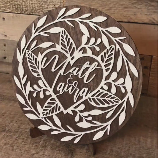 Personalized Wooden Heart plaque Valentine's Day Gift, anniversary, laser cut wood wall decor