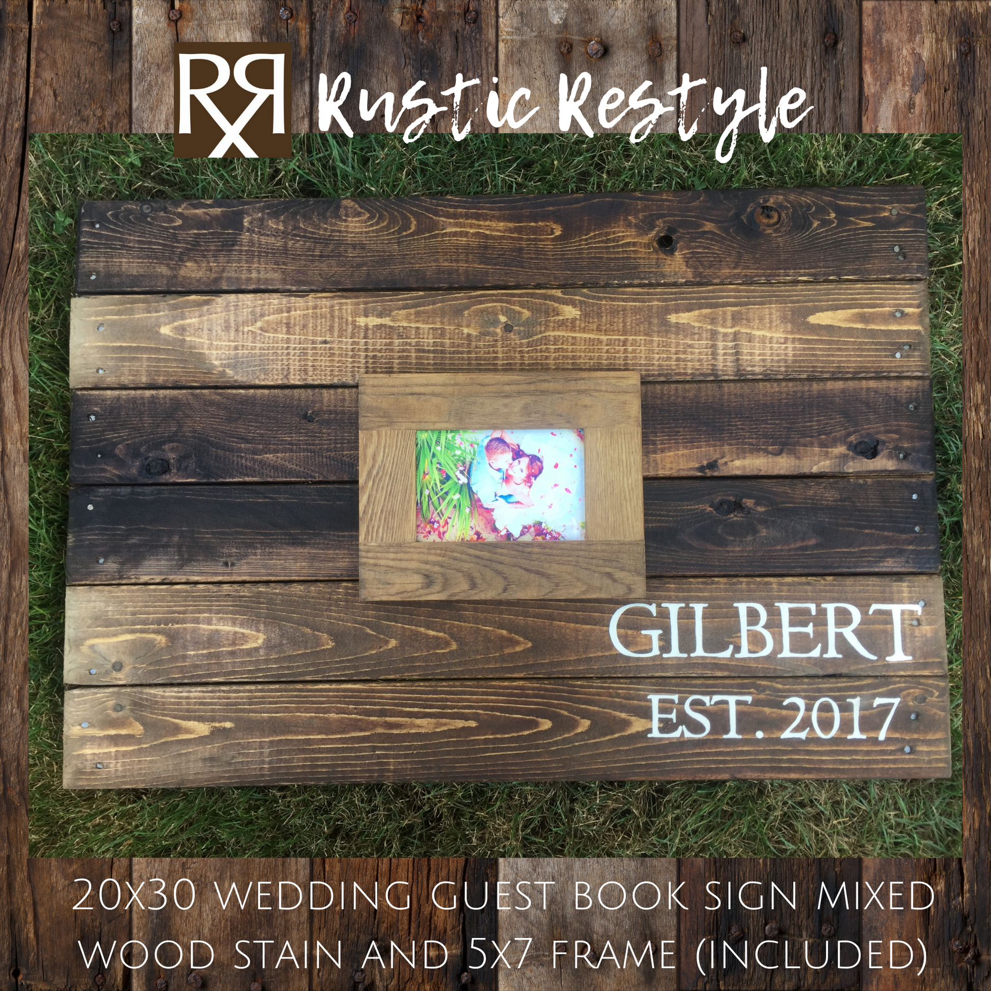 Alternative Guest book Wood pallet wedding sign, wood wedding decor, up-cycled pallet handmade Guest book, Framed Photo guest book, 20x30 - Rustic Restyle