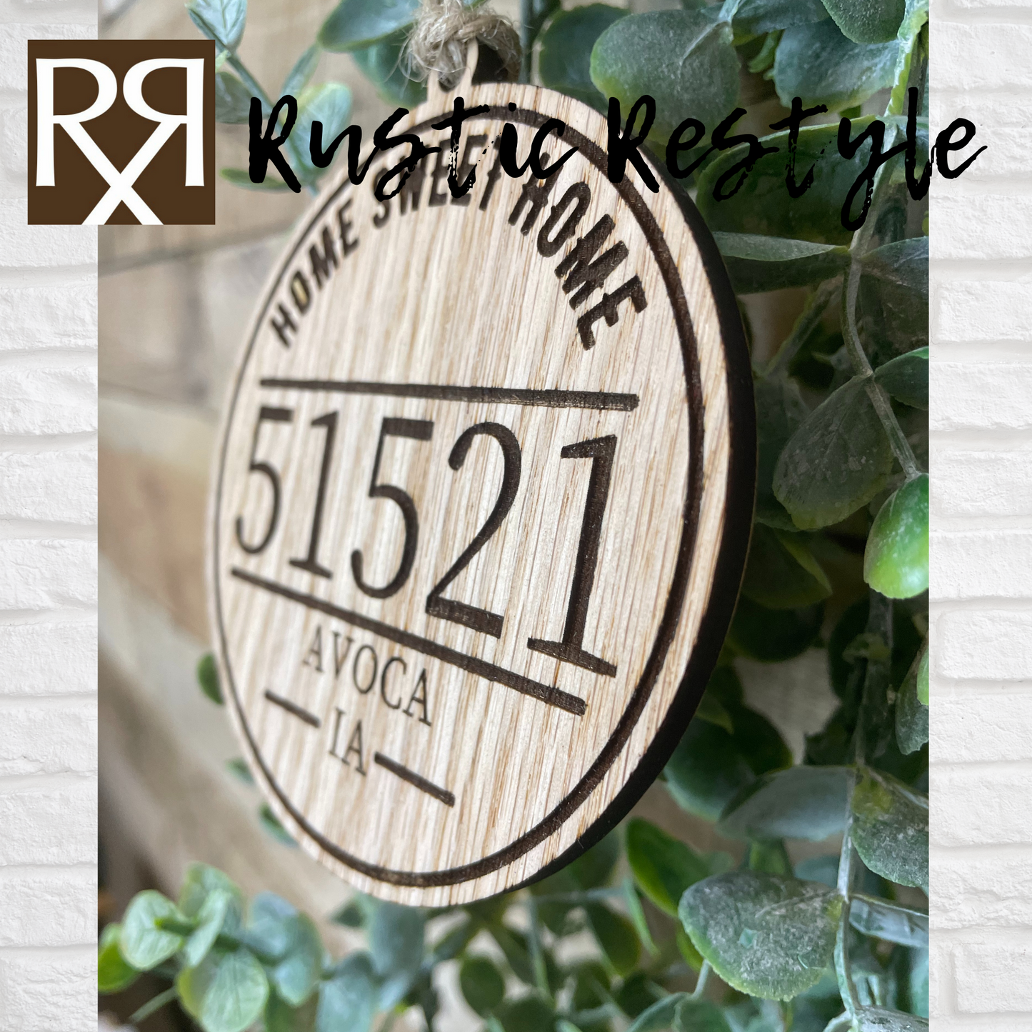 Wood engraved Zip code ornament, Customizable to your chosen Zip code