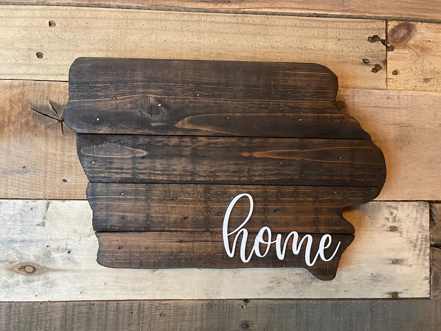 14" inch Iowa home reclaimed pallet sign
