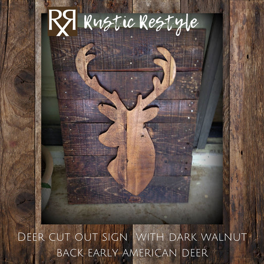 Custom cabin Deer head antler silhouette pallet design Wall art sign home decor for lake house or lodge gift for housewarming