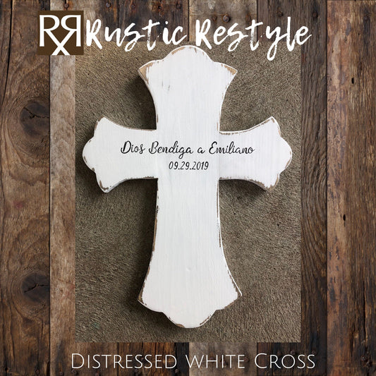 Dios Bendigas name cross keepsake gift- for mi bautizo, baptism, gift for new parents, baby Boy/Girl wall hanging, spanish, god parent - Rustic Restyle