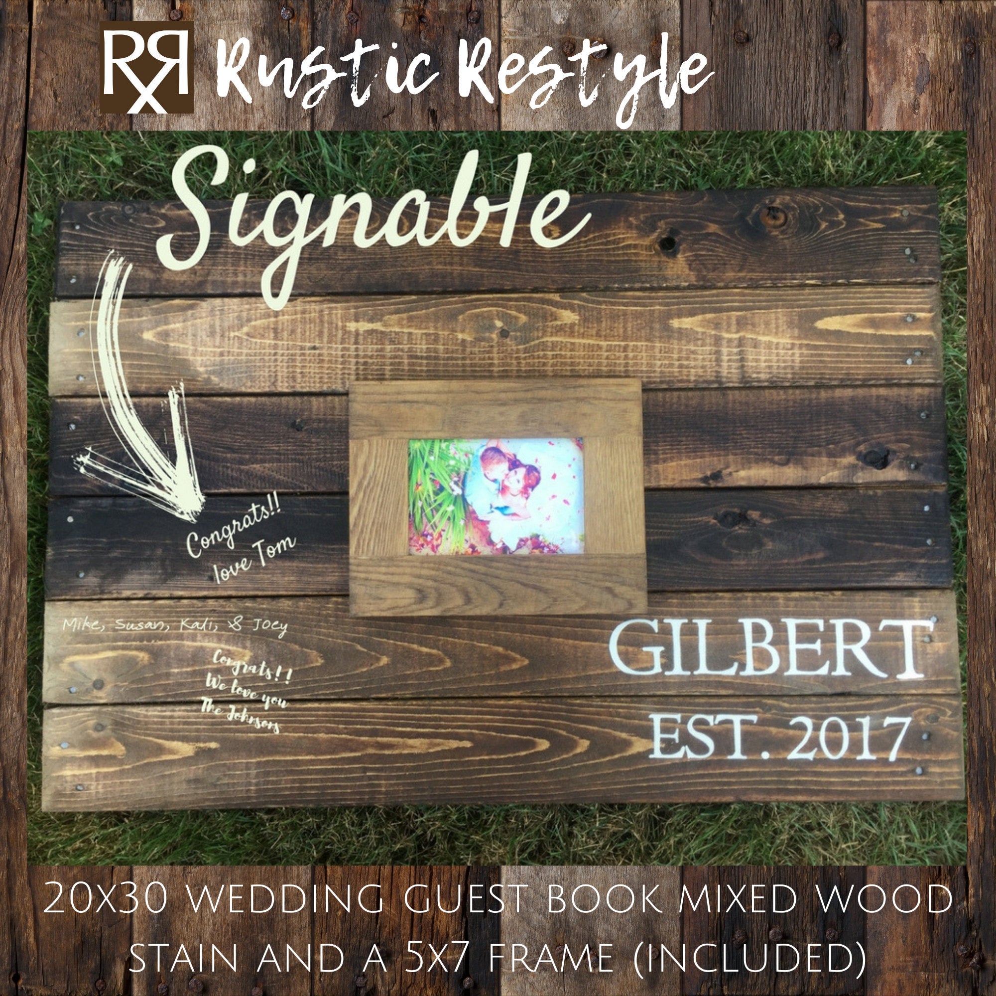 Stacked Pallet Wooden Wedding Guestbook (W-045) offers - Back40Life