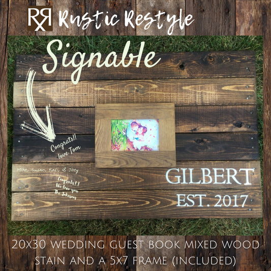 Guest book frame, Photo Guestbook sign, Wedding initials sign, rustic wedding decor, Custom wedding gift, wood sign wedding, pallet wall art - Rustic Restyle