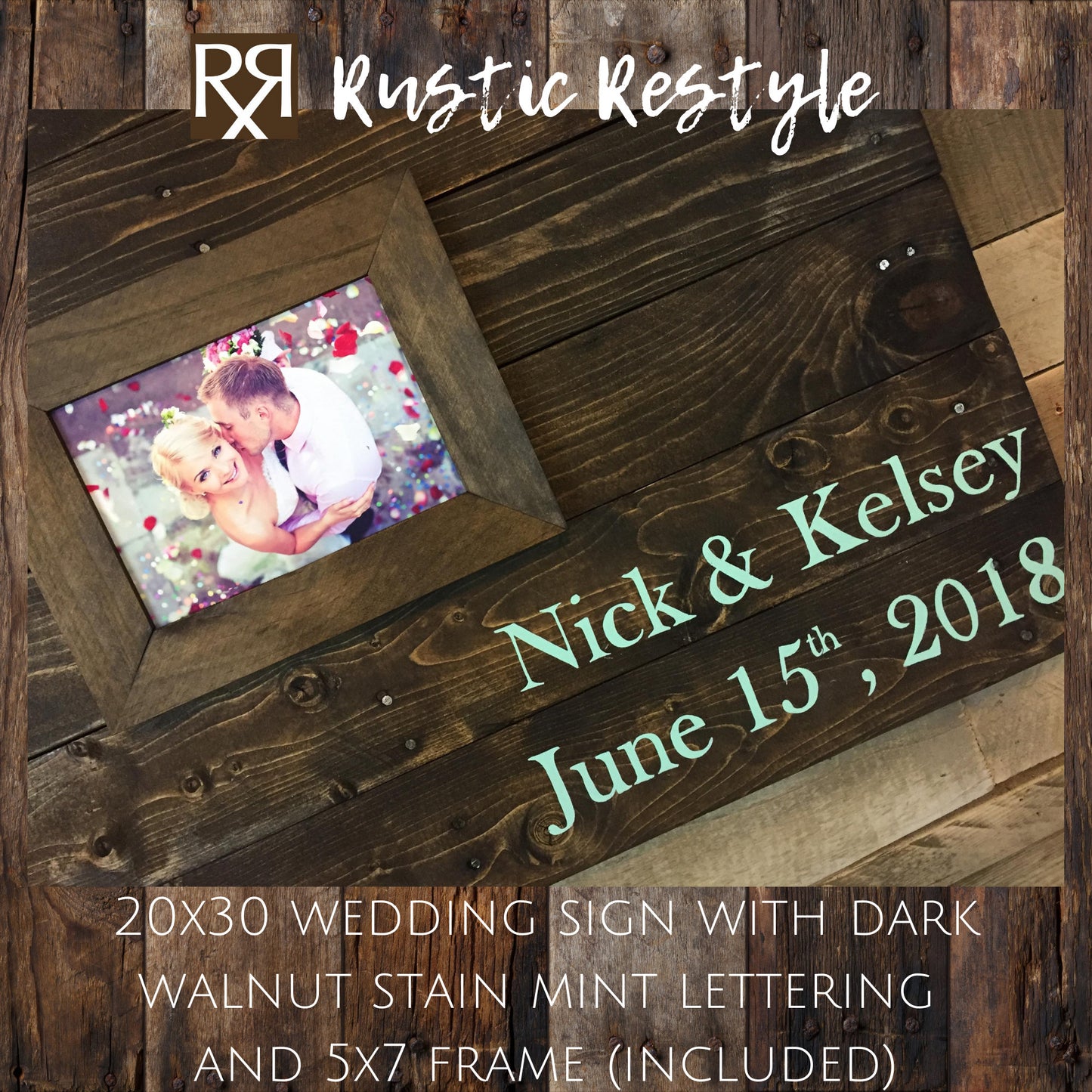 Guest book frame, Photo Guestbook sign, Wedding initials sign, rustic wedding decor, Custom wedding gift, wood sign wedding, pallet wall art - Rustic Restyle