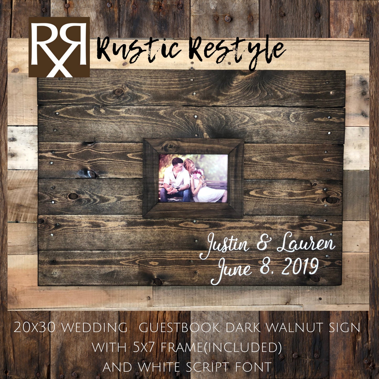 Alternative Guest book Wood pallet wedding sign, wood wedding decor, up-cycled pallet handmade Guest book, Framed Photo guest book, 20x30 - Rustic Restyle