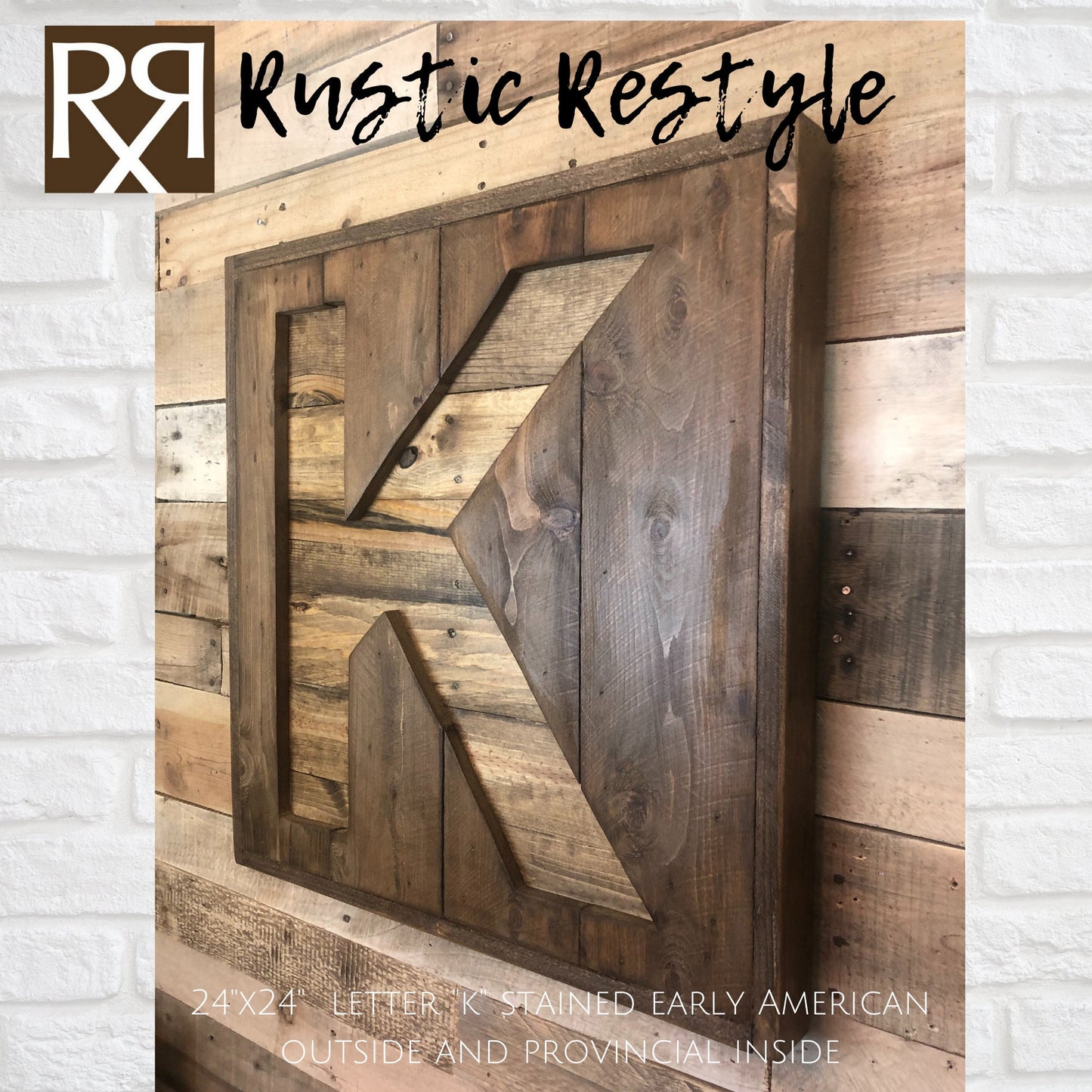 Recycled Wooden Letter Sign, Pallet Wall Decor, Rustic wood letter K sign, Christmas gift, Custom wood Sign, Personalized Family wood signs