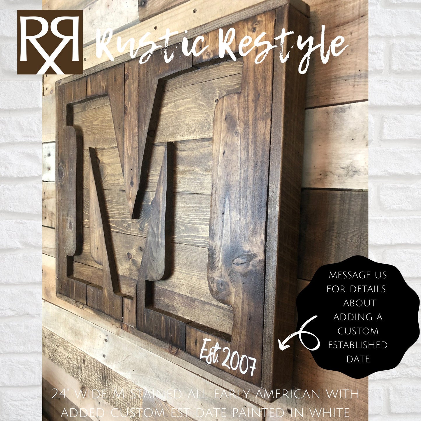 Pallet letter sign, Recycled pallet initial M sign, Wooden Letter sign, Monogram sign, Gift for home, Rustic home decor, custom sign