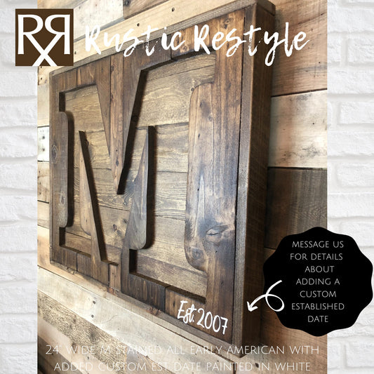 Pallet letter sign, Recycled pallet initial M sign, Wooden Letter sign, Monogram sign, Gift for home, Rustic home decor, custom sign