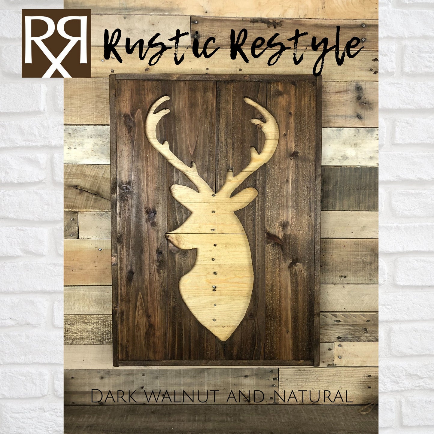 30" rustic wood deer silhouette cutout wall art, hunting cabin sign decor, Wood Pallet Deer, country art, lodge- Ready to ship