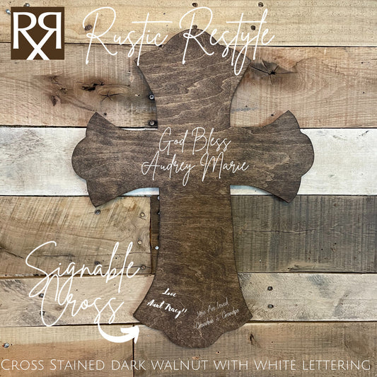 God Bless Personalized wooden cross, Baptism and confirmation sign-able crosses