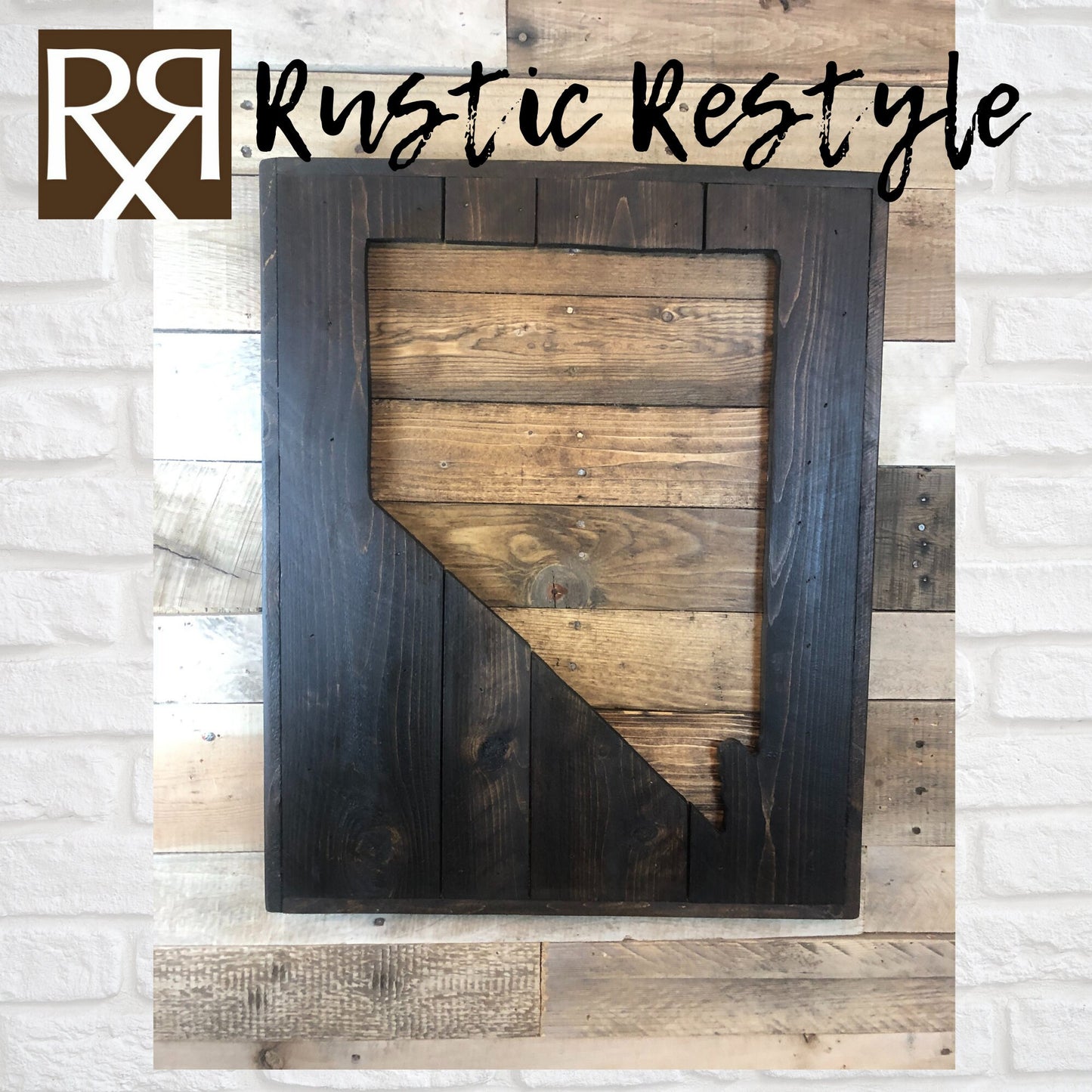 Nevada wood State cut out rustic home decor sign